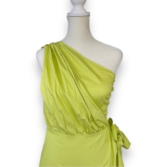 New Missguided Lime Green One Shoulder Tie Side Mini Dress Size 0 - Picture 4 of 16